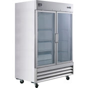 Nexel® Reach In Freezer, 2 Glass Doors, 47 Cu. Ft.