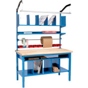 Global Industrial™ Complete Packing Workbench, Maple Butcher Block Safety Edge, 72"W x 30"D