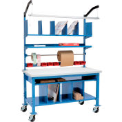 Global Industrial&#153; Complete Mobile Packing Workbench, ESD Square Edge, 60&quot;W x 30&quot;D
