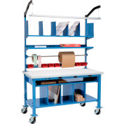Global Industrial&#153; Complete Mobile Packing Workbench W/Power, ESD Square Edge, 72&quot;W x 30&quot;D