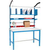 Global Industrial Packing Workbench W/Riser Kit, Laminate Safety Edge, 72"W x 30"D