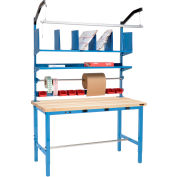 Global Industrial™ Packing Workbench W/Riser Kit & Power Apron, Maple Square Edge, 72"W x 30"D