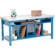 Electric Packing Workbench Plastic Square Edge - 72 x 36 with Lower Shelf Kit