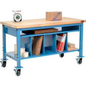 Global Industrial&#153; Mobile Packing Workbench W/Lower Shelf Kit, Maple Square Edge, 60&quot;W x 30&quot;D