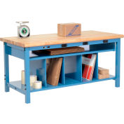 Global Industrial&#153; Packing Workbench W/Lower Shelf & Power, Maple Safety Edge, 60&quot;W x 30&quot;D
