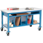 Global Industrial Mobile Packing Workbench W/Lower Shelf Kit, ESD Square Edge, 60"W x 36"D