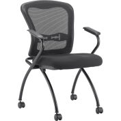 Interion&#174; Stacking Chair With Mid Back & Fixed Arms, Fabric, Black - Pkg Qty 2