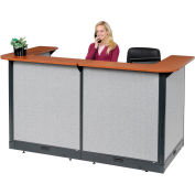 Interion® U-Shaped Electric Reception Station, 88"W x 44"D x 46"H, Cherry Counter, Gray Panel
