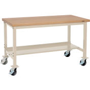 Global Industrial Mobile Production Workbench w/ Shop Top Safety Edge, 48"W x 30"D, Tan