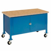 Global Industrial&#153; Mobile Cabinet Workbench - Shop Square Edge, 60&quot;W x 30&quot;D, Blue