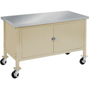 Global Industrial&#153; Mobile Cabinet Workbench - Stainless Steel Square Edge, 60&quot;W x 30&quot;D, Tan