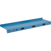 Global Industrial Steel Upper Shelf W/ 3 Duplex Outlets, 48"W x 12"D, Blue
