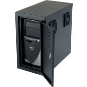Global Industrial Orbit CPU Computer Enclosure Cabinet Front/Rear Doors 2 Exhaust Fans, Black