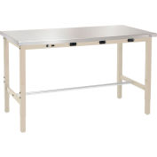 Global Industrial 72x30 Lab Workbench Adj. Height, Power Apron, Stainless Steel Square Edge TN