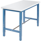 Global Industrial 48x24 Adj. Height Workbench Return - Square Tube Leg - ESD Square Edge Blue