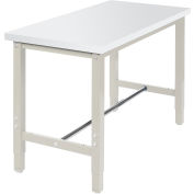 Global Industrial 48x24 Adj Height Workbench Return, Square Tube Leg, Laminate Square Edge Tan