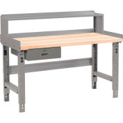 Global Industrial Workbench w/ Maple Square Edge Top & Riser, 72"W x 36"D, Gray