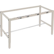 Global Industrial 96x30 Steel Square Tube Height Adj. Production Workbench, Electric Frame Tan