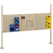 Global Industrial Panel Kit for 60"W Bench, Two 18"W Louver, 18"W Pegboard, Rail & Upright Tan