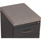 Interion® 2 Drawer Box/File Pedestal - Charcoal with Gray Cushion Top