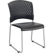 Interion&#174; Stacking Chair With Mid Back, Plastic, Black - Pkg Qty 4
