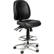 Interion® Antibacterial Stool - 8 Way Adjustable - Vinyl - Black