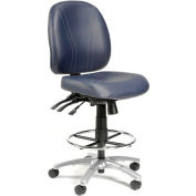 Interion® Antibacterial Stool - 8 Way Adjustable - Vinyl - Blue