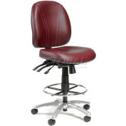 Interion® Antibacterial Stool - 8 Way Adjustable - Vinyl - Burgundy
