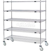Nexel® Open Sided Wire Stock Picker Truck w/5 Wire Shelves, 800 lb. Cap, 60"L x 24"W x 69"H