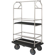 Glaro Bellman Condo Cart 40x25 Satin Aluminim Black Carpet, 4 Rubber Wheels