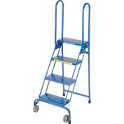 Ballymore 4 Step Lock-N-Stock Folding Rolling Ladder, 350 Lb. Capacity