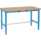 Global Industrial™ 48 x 30 Adjustable Height Workbench - Power Apron, Shop Top Safety Edge Blue