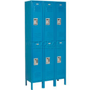 Global Industrial™ Infinity® Double Tier 6 Door Locker, 12"Wx18"Dx36"H, Blue, Unassembled