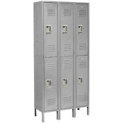 Global Industrial Infinity® Double Tier 6 Door Locker, 12"Wx12"Dx36"H, Gray, Unassembled