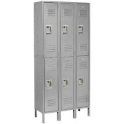 Global Industrial™ Infinity® Double Tier 6 Door Locker, 12"Wx18"Dx36"H, Gray, Assembled