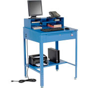 Global Industrial&#153; Sloped Shop Desk w/ Pigeonhole Riser, 34-1/2&quot;W x 30&quot;D, Blue