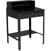 Global Industrial Sloped Shop Desk w/ Pigeonhole Riser, 34-1/2"W x 30"D, Black