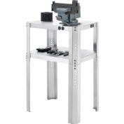 Global Industrial Adjustable Height Shop Stand, 16 Ga. 430 Stainless Steel, 24"Wx18"Dx30-36"H