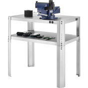 Global Industrial Adjustable Height Shop Stand, 16 Ga. 430 Stainless Steel, 36"Wx24"Dx30-36"H