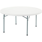 Interion® 60" Round Plastic Folding Table, White