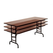 Correll Adjustable Height Folding Table - Laminate - 30" x 96" - Walnut