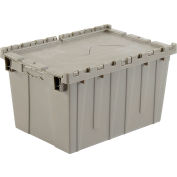 Global Industrial&#153; Plastic Shipping/Storage Tote w/ Attached Lid, 21-7/8&quot;x15-1/4&quot;x12-7/8&quot;, Gray