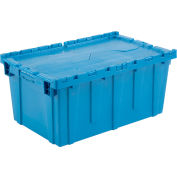 Attached Lid Shipping Container 27-3/16 x 16-5/8 x 12-1/2 Blue with Dolly Combo
