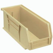 Global Industrial Plastic Stack & Hang Bin, 4-1/8"W x 10-7/8"D x 4"H, Beige - Pkg Qty 12