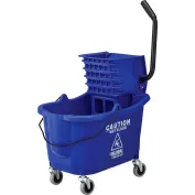 Restaurantware Clean 38 Quart Industrial Mop Bucket, 1 Combo Mop Wringer  Bucket - With Side Press Wringer, Built-In Casters, Yellow Plastic  Commercial