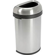 Simplehuman® Stainless Steel Semi-Round Open Top Trash Can, 16 Gallon
