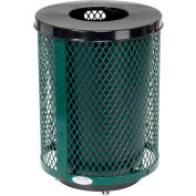 Global Industrial™ Outdoor Diamond Steel Trash Can With Flat Lid & Base, 36 Gallon, Green
