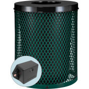 Global Industrial TrashTalk Thermoplastic Mesh Trash Can w/Flat Lid, 36 Gal., Green
