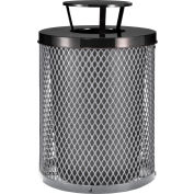 Global Industrial™ Outdoor Diamond Steel Trash Can With Rain Bonnet Lid, 36 Gallon, Gray
