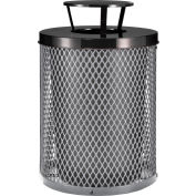 Global Industrial Outdoor Diamond Steel Trash Can With Rain Bonnet Lid, 36 Gallon, Gray